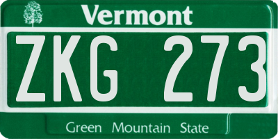 VT license plate ZKG273