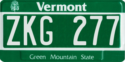 VT license plate ZKG277