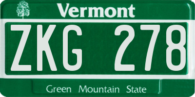 VT license plate ZKG278