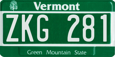 VT license plate ZKG281