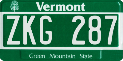 VT license plate ZKG287