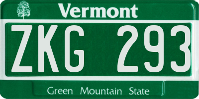 VT license plate ZKG293