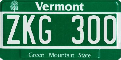 VT license plate ZKG300