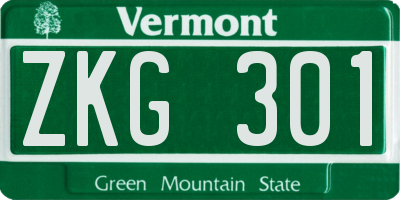 VT license plate ZKG301