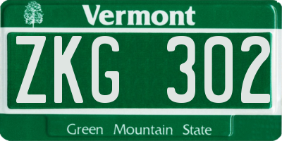 VT license plate ZKG302