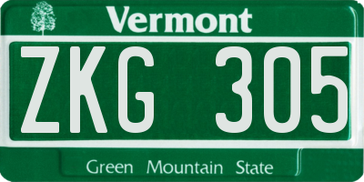 VT license plate ZKG305