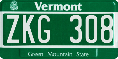 VT license plate ZKG308