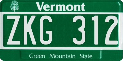 VT license plate ZKG312