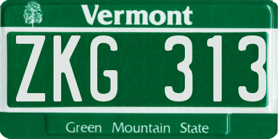 VT license plate ZKG313