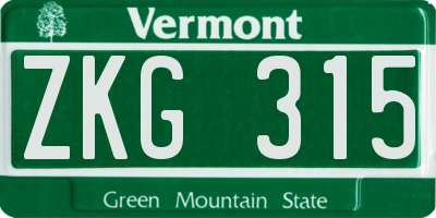 VT license plate ZKG315