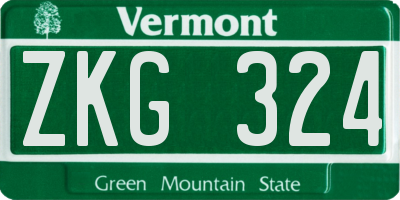VT license plate ZKG324