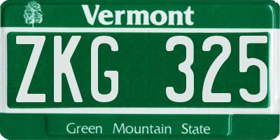 VT license plate ZKG325