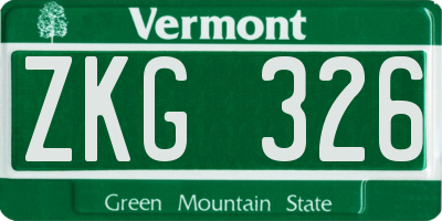 VT license plate ZKG326