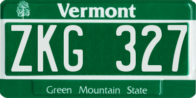 VT license plate ZKG327