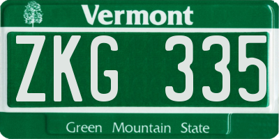 VT license plate ZKG335