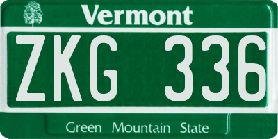 VT license plate ZKG336