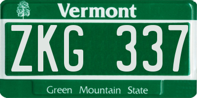 VT license plate ZKG337
