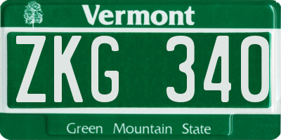 VT license plate ZKG340