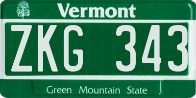 VT license plate ZKG343