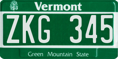 VT license plate ZKG345