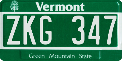 VT license plate ZKG347