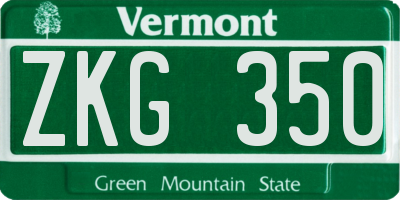 VT license plate ZKG350