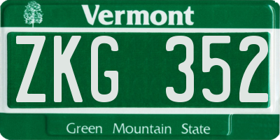 VT license plate ZKG352