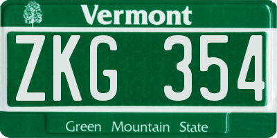 VT license plate ZKG354
