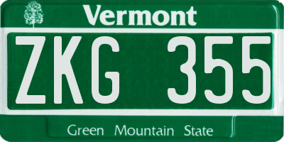 VT license plate ZKG355