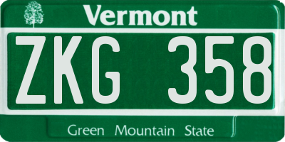 VT license plate ZKG358