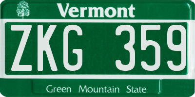 VT license plate ZKG359