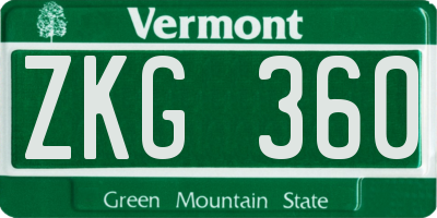 VT license plate ZKG360