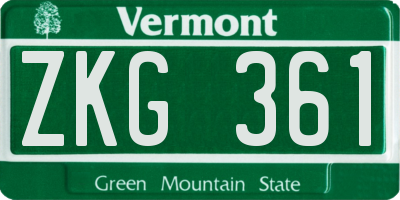 VT license plate ZKG361