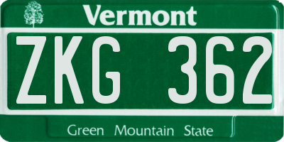 VT license plate ZKG362