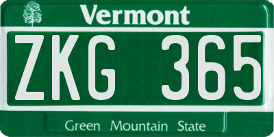VT license plate ZKG365