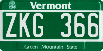 VT license plate ZKG366