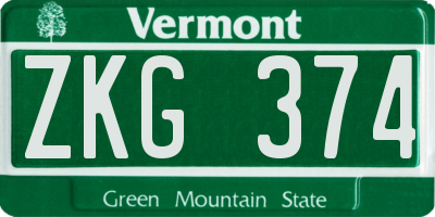 VT license plate ZKG374