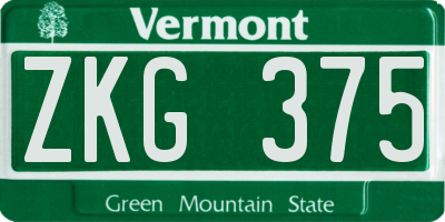 VT license plate ZKG375