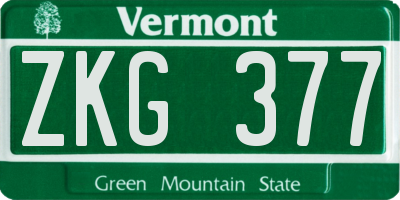 VT license plate ZKG377