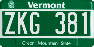 VT license plate ZKG381