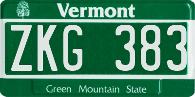VT license plate ZKG383