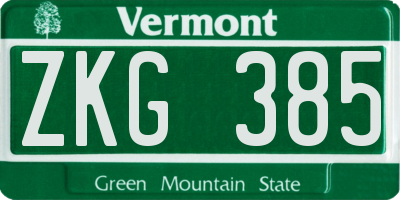 VT license plate ZKG385