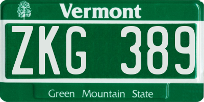 VT license plate ZKG389