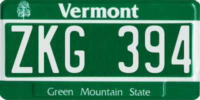 VT license plate ZKG394