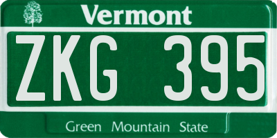 VT license plate ZKG395