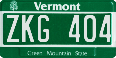 VT license plate ZKG404