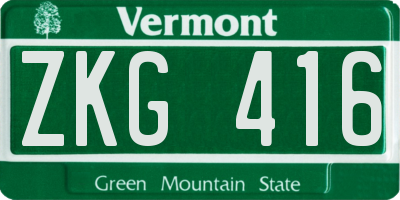 VT license plate ZKG416