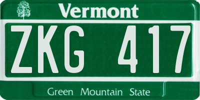 VT license plate ZKG417
