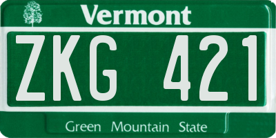 VT license plate ZKG421
