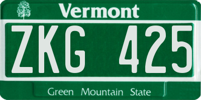 VT license plate ZKG425